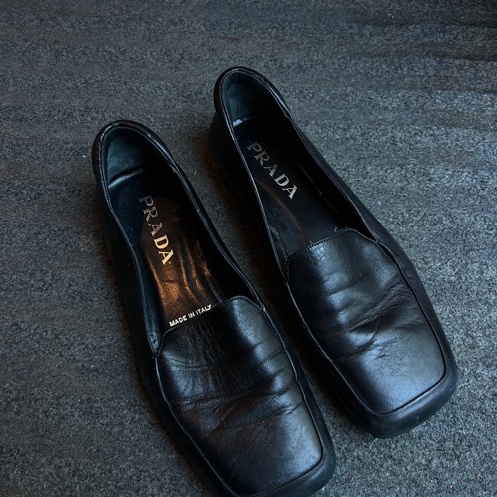 Black Prada all leather slip on loafer